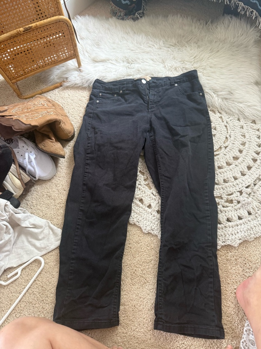 Just My Size Black Straight Leg Jeans 16W Short Stretch Denim